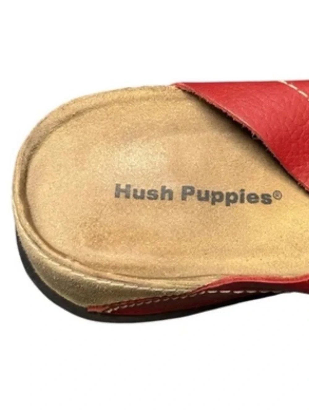 Hush Puppies Vintage Red Leather Crisscross Slide Slip-On Sandals Size 6